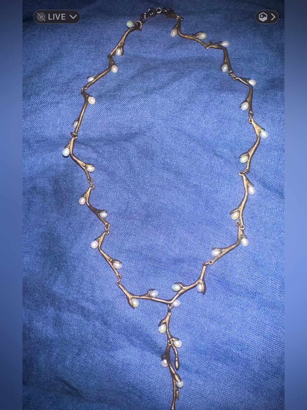 Michael Michaud Classic Willow Necklace. Bronze w/Genuine Pearls. Authentic.